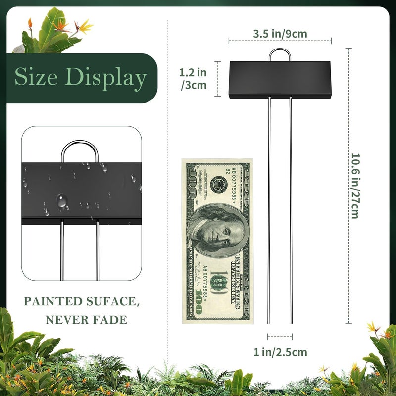 cureder 50 Pack Metal Plant Labels for Outdoor Garden Waterproof Plant Markers, Labels Garden Markers for Seedlings Herbs Vegetable Greenhouse Gifts, with Pen - Black - Image 4
